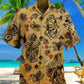 Floral Casino Cards And Skull Hawaiian Shirt With All Over Print For Coastal Trips Outdoor Events And Relaxed Summer Wear