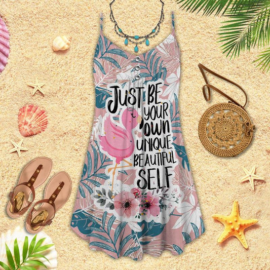 Flamingo Loves Summer Tropical Vibes Limited 7 – Women's Summer Sleeveless V-Neck Camisole Dress