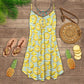 Fruit Pineapple Tropical Happier V-Neck Sleeveless Cami Dress For Beach Festivals And Comfortable Summer Outfits