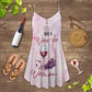 Wine And Just A Wine V-Neck Sleeveless Cami Dress For Weekend Travel And Expressive Casual Fashion
