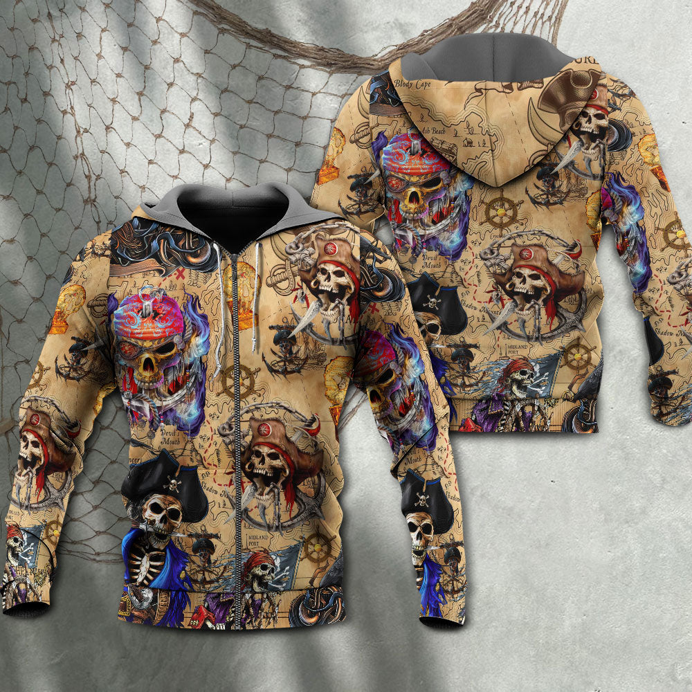 Pirate Skull Treasure Map Hoodie For Alternative Fashion Events And Relaxed Everyday Wear
