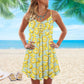 Fruit Pineapple Tropical V-Neck Sleeveless Cami Dress For Tropical Parties And Casual Everyday Style