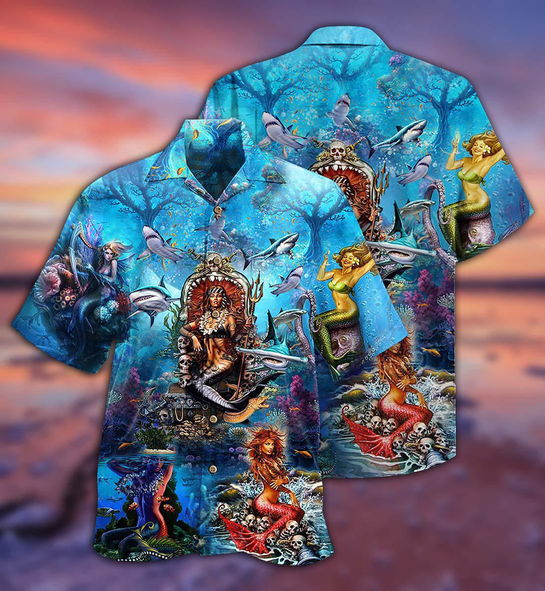 Mermaid Queen Hawaiian Shirt Artwork View For Coastal Escapes And Resort Style
