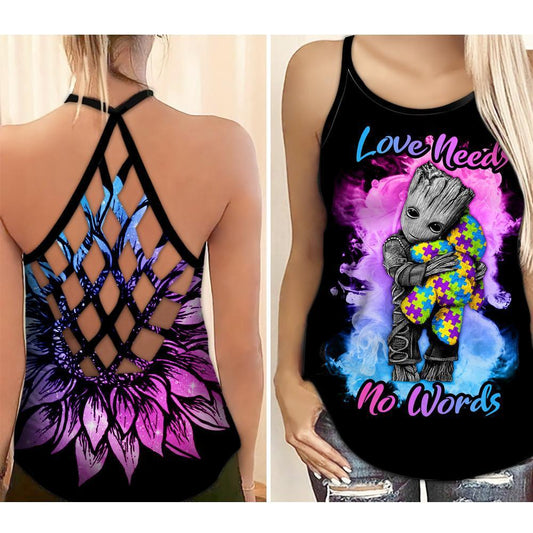 Autism Awareness Unspoken Love Support Hollow Tank Top For Support Events And Casual Styling