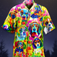 Colorful Dogs Tulips Hawaiian Shirt Pattern View For Lightweight Everyday Style