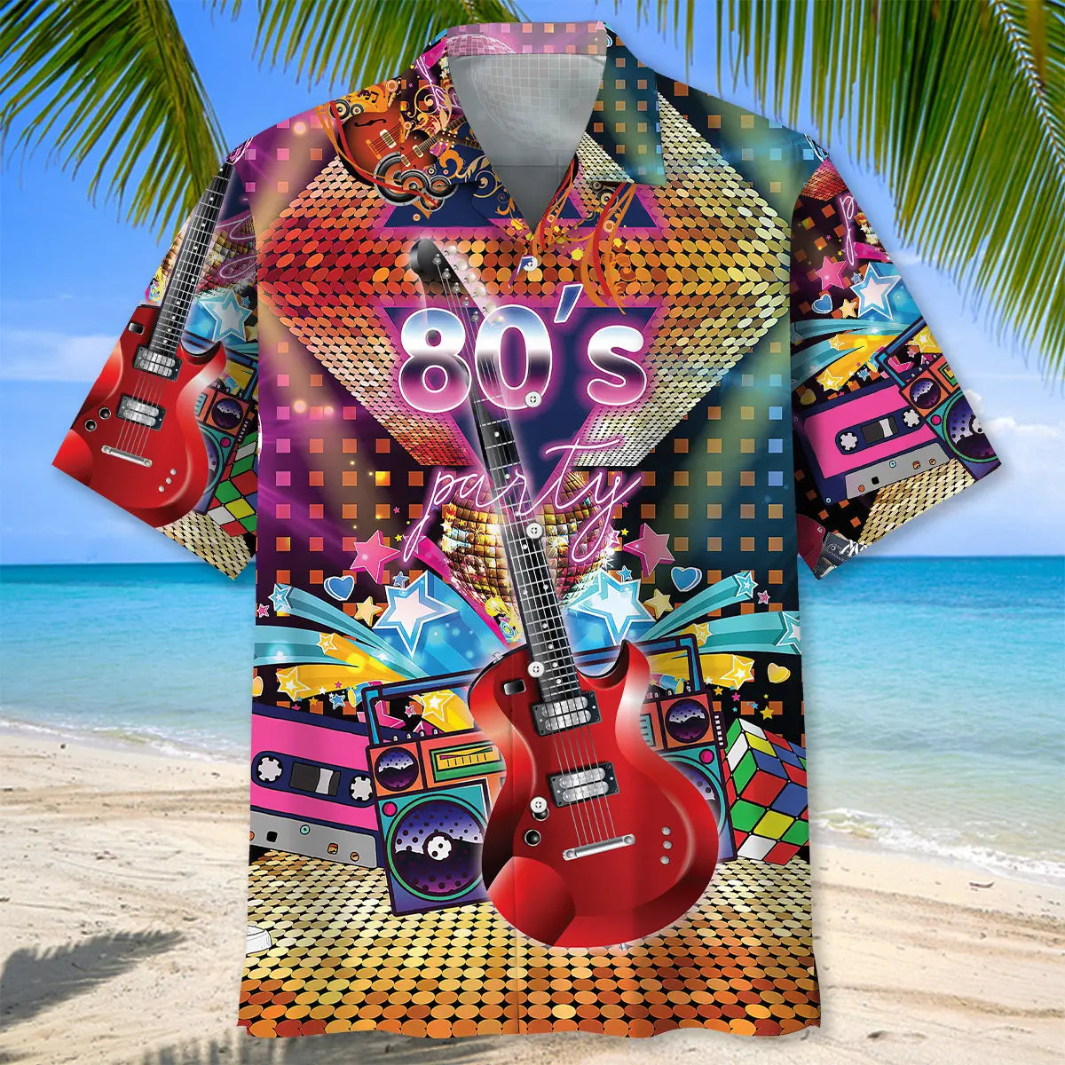 80'S Party Hawaiian Shirt For Island Vacations, Resort Wear, And Relaxed Seasonal Style