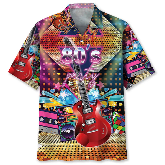 80'S Party Hawaiian Shirt For Island Vacations, Resort Wear, And Relaxed Seasonal Style