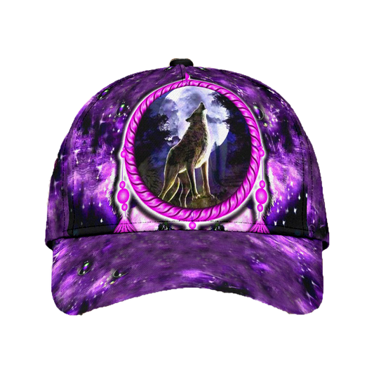 Native American Wolf Purple Classic Cap For Summer Vacations Parties And Outdoor Events