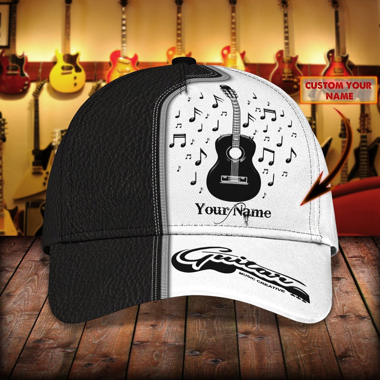 Guitar All Over Print Classic Cap For Relaxed Outfits Outdoor Events And Holiday Trips