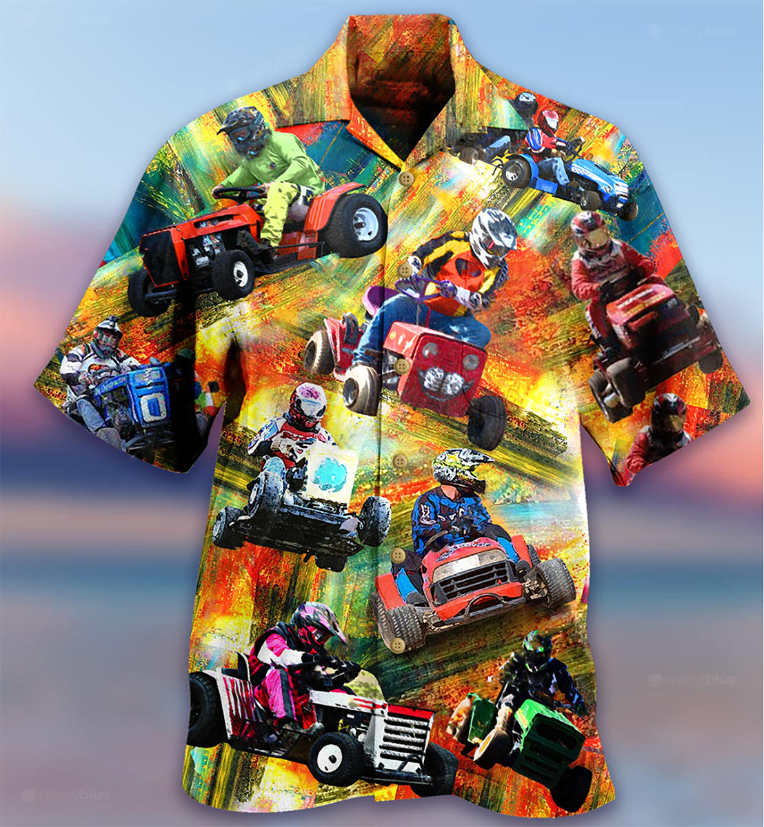 Racing Car Hawaiian Shirt With All Over Print For Coastal Trips Outdoor Events And Relaxed Summer Wear