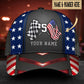 Custom Racing American Flag Name Number Classic Cap For Casual Styling Holiday Travel And Weekend Adventures