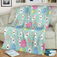 Easter Bunny Egg Pattern Flannel Blanket For Cozy Bedroom Sofa Decor