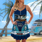 Hippie Van Retro Love V-Neck Sleeveless Cami Dress For Vacations And Artistic Everyday Fashion