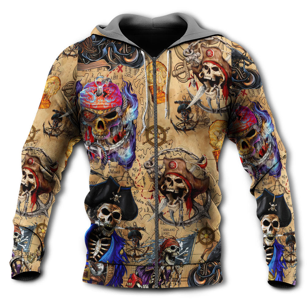 Pirate Skull Treasure Map Hoodie For Alternative Fashion Events And Relaxed Everyday Wear