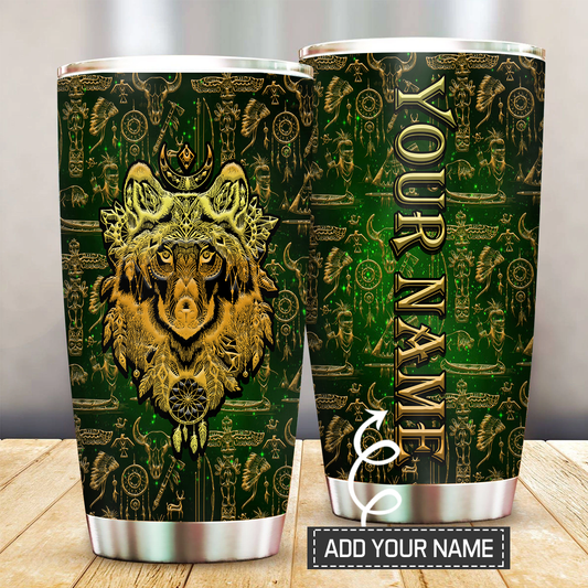 Native American Wolf Sign 20 Oz Tumbler For Coffee Travel And Daily Drinks
