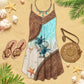 Vintage Turtle Is Beach Soul V-Neck Sleeveless Cami Dress For Ocean Lovers And Sunny Getaways