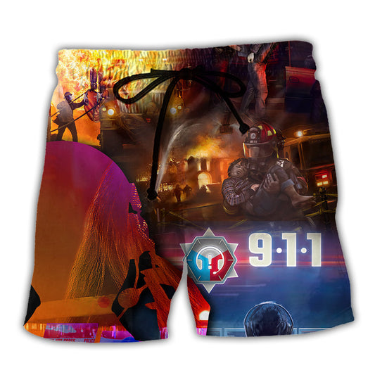 Firefighter Beach Shorts For Coastal Adventures And Leisure And Relaxation
