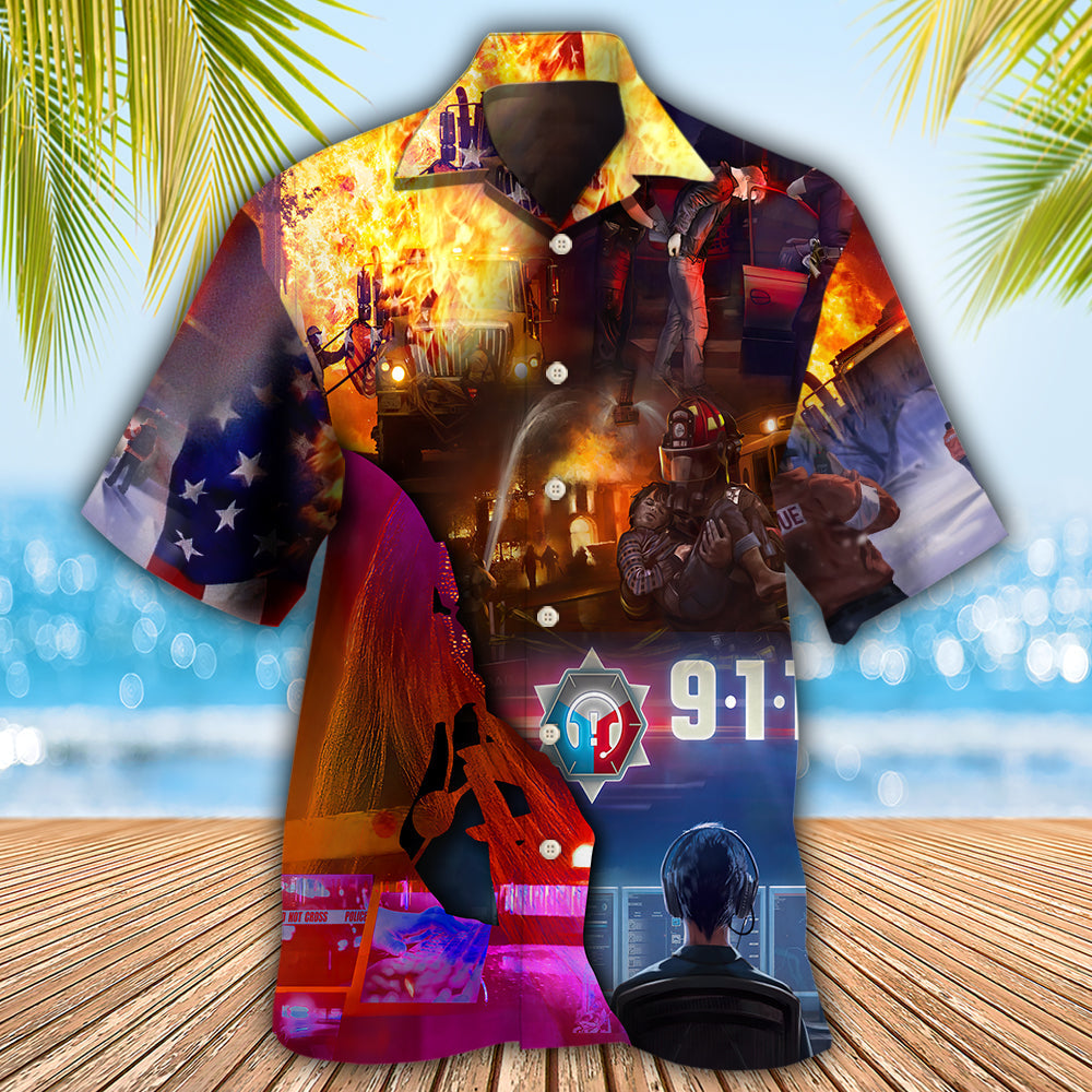 Firefighter Hawaiian Shirt With All Over Print For Tropical Holiday Resort Parties And Everyday Style