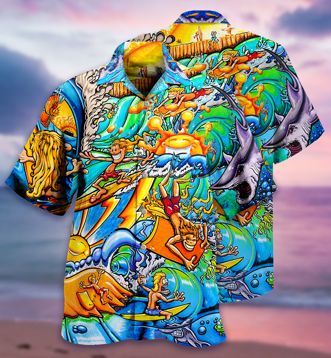 Surfing Hawaiian Shirt With Detailed Graphic For Beach Getaways Resort Outings And Thoughtful Gifting