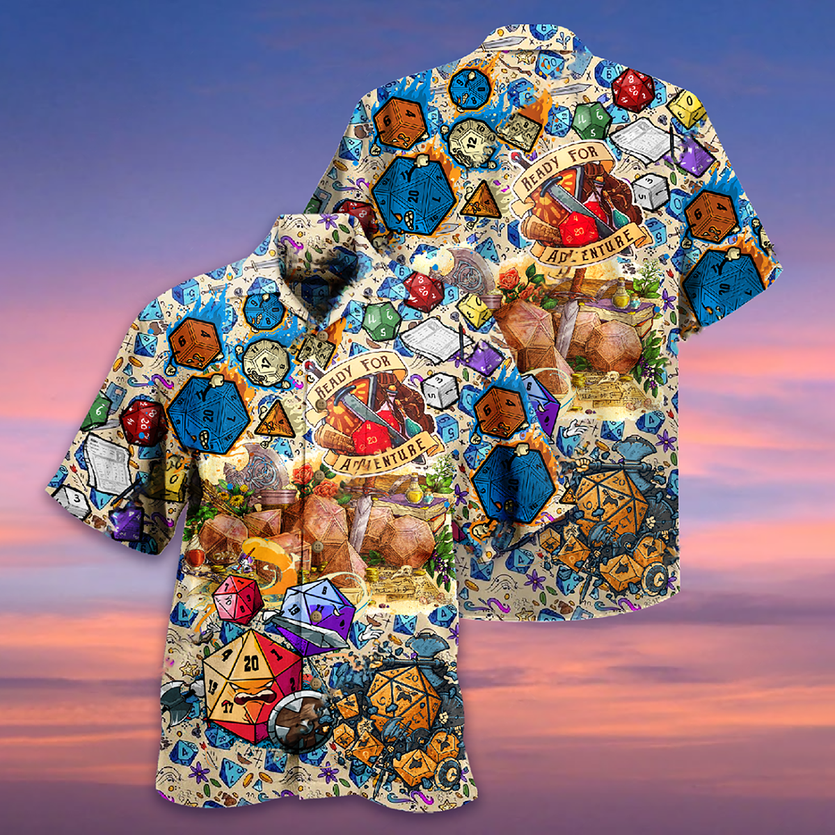 Tabletop Dice Twinkle Ready Adventure Hawaiian Shirt Design Detail For Beach Days And Holiday Travel