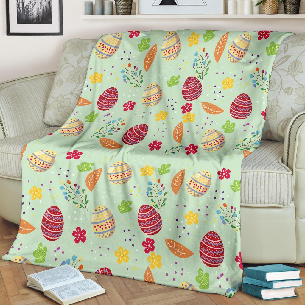 Colorful Easter Egg Pattern Flannel Blanket For Cozy Bedroom Sofa Decor