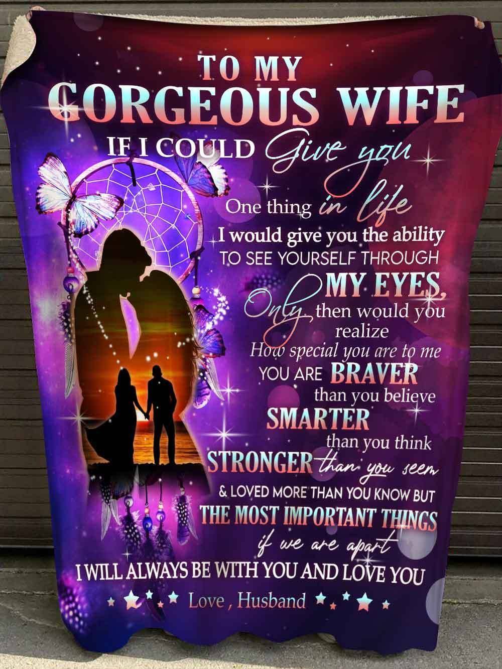 Family To My Wife Couple Love You Flannel Blanket For Cozy Bedroom Sofa Decor