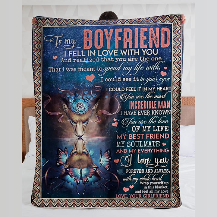 Wolf To My Boyfriend I Feel In Love With You Flannel Blanket For Cozy Bedroom Sofa Decor