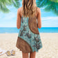 Turtle Is Beach Soul Love Ocean V-Neck Sleeveless Cami Dress For Tropical Parties And Casual Everyday Style
