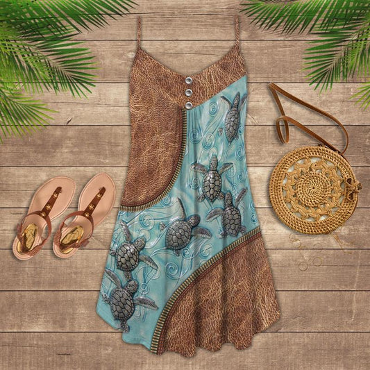 Turtle Is Beach Soul Limited 9 – Women's Summer Sleeveless V-Neck Camisole Dress