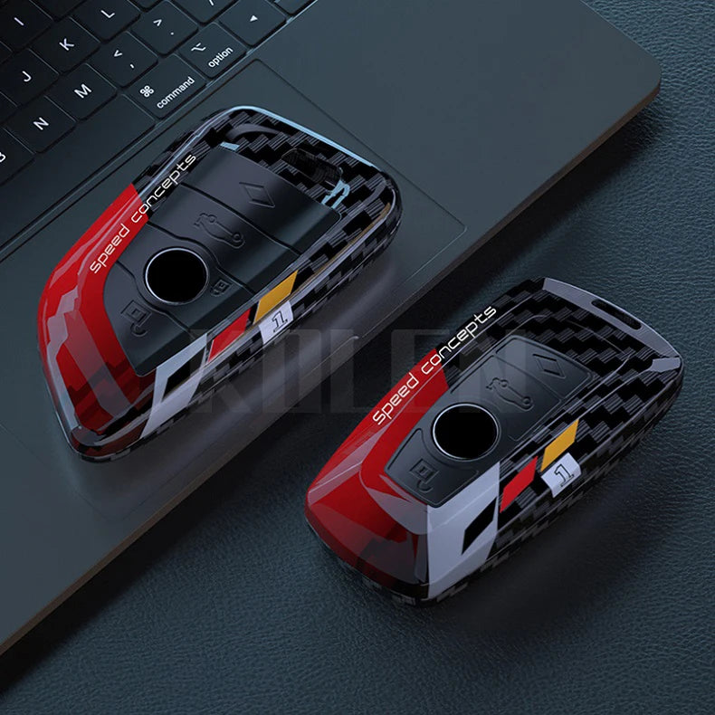 Car Key Cover Compatible with BMW 1 3 5 7 Series X1 X3 X4 X5 X6 G20 G30 F15 F16 G01 G02 G05 F10 F20 F30 G07 F34 – ABS Carbon Fiber Style