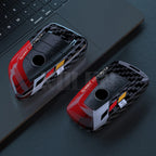 Car Key Cover Compatible with BMW 1 3 5 7 Series X1 X3 X4 X5 X6 G20 G30 F15 F16 G01 G02 G05 F10 F20 F30 G07 F34 – ABS Carbon Fiber Style