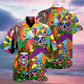 Funny Bohemian Colorful Skull Peace Hawaiian Shirt Pattern Detail For Vacation Travel And Daily Wear