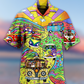 Bohemian Vintage Dogs Cats Bus Hawaiian Shirt For Resort Getaways And Comfortable Summer Activities