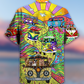 Bohemian Vintage Dogs Cats Bus Hawaiian Shirt For Summer Vacation And Beach Travel