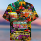 Colorful Bohemian Vintage Bus Peace Hawaiian Shirt Pattern View For Lightweight Everyday Style