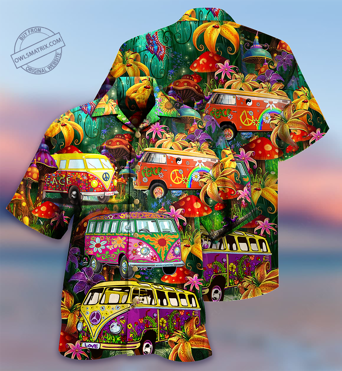 Hippie Bus Colorful Hawaiian Shirt For Resort Escape, Poolside Gathering, And Everyday Comfort