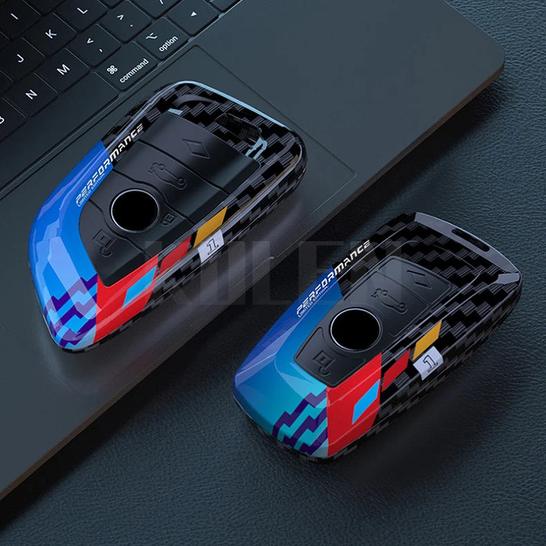Car Key Cover Compatible with BMW 1 3 5 7 Series X1 X3 X4 X5 X6 G20 G30 F15 F16 G01 G02 G05 F10 F20 F30 G07 F34 – ABS Carbon Fiber Style