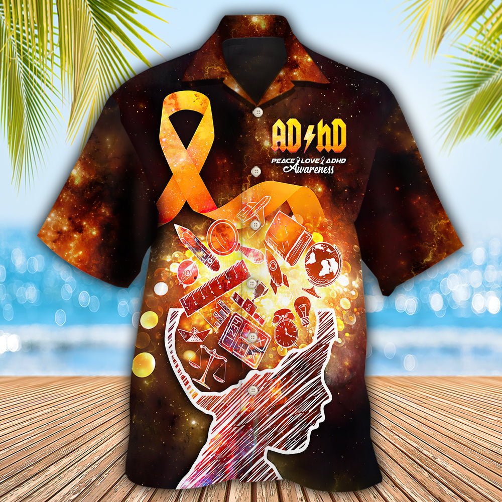 Adhd Awareness Hawaiian Shirt Artwork Detail For Tropical Trips And Casual Outings