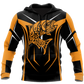 Orange Maori Fishing Hook Hoodie For Angling Enthusiasts Travel Days And Relaxed Daily Wear