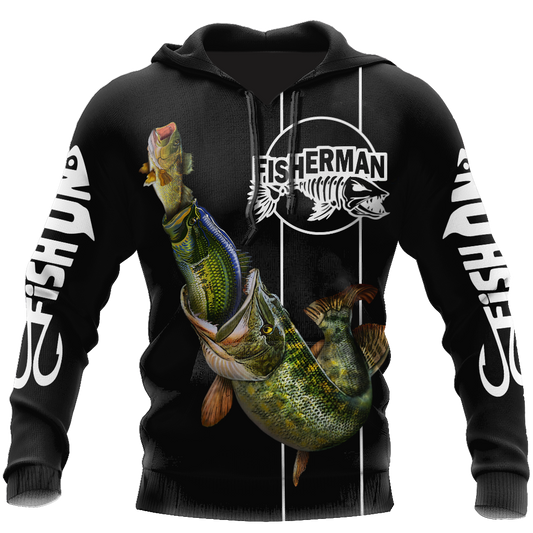 Black Great Fish Eats Small Hoodie For Fishing Trips Weekend Outings And Relaxed Casual Wear