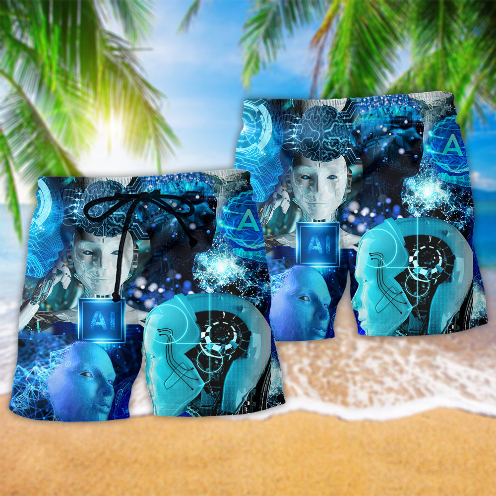 AI Life Lover Futuristic Beach Shorts Design View For Summer Events And Coastal Getaways