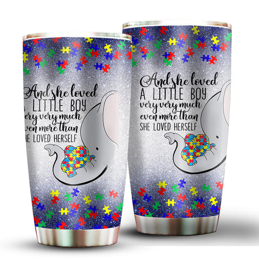 Autism Elephant Mom Love 20 Oz Tumbler For Coffee Travel And Daily Drinks