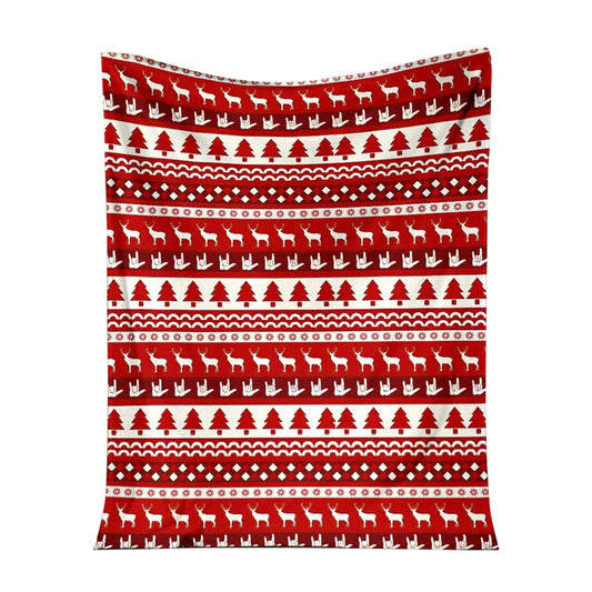 Asl Christmas Red Pattern Flannel Blanket For Cozy Bedroom Sofa Decor