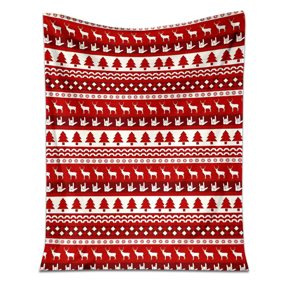 Asl Christmas White And Red Flannel Blanket For Cozy Bedroom Sofa Decor