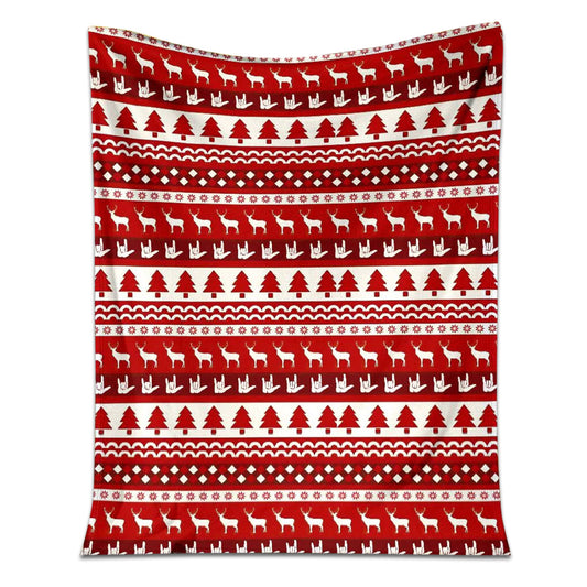 Asl Christmas White And Red Flannel Blanket For Cozy Bedroom Sofa Decor