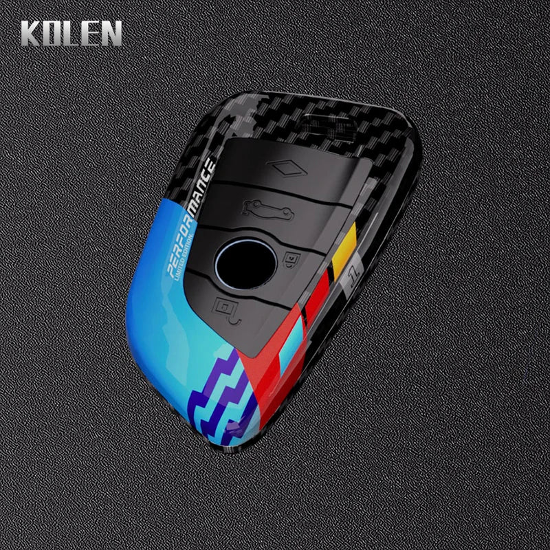 Car Key Cover Compatible with BMW 1 3 5 7 Series X1 X3 X4 X5 X6 G20 G30 F15 F16 G01 G02 G05 F10 F20 F30 G07 F34 – ABS Carbon Fiber Style
