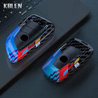 Car Key Cover Compatible with BMW 1 3 5 7 Series X1 X3 X4 X5 X6 G20 G30 F15 F16 G01 G02 G05 F10 F20 F30 G07 F34 – ABS Carbon Fiber Style