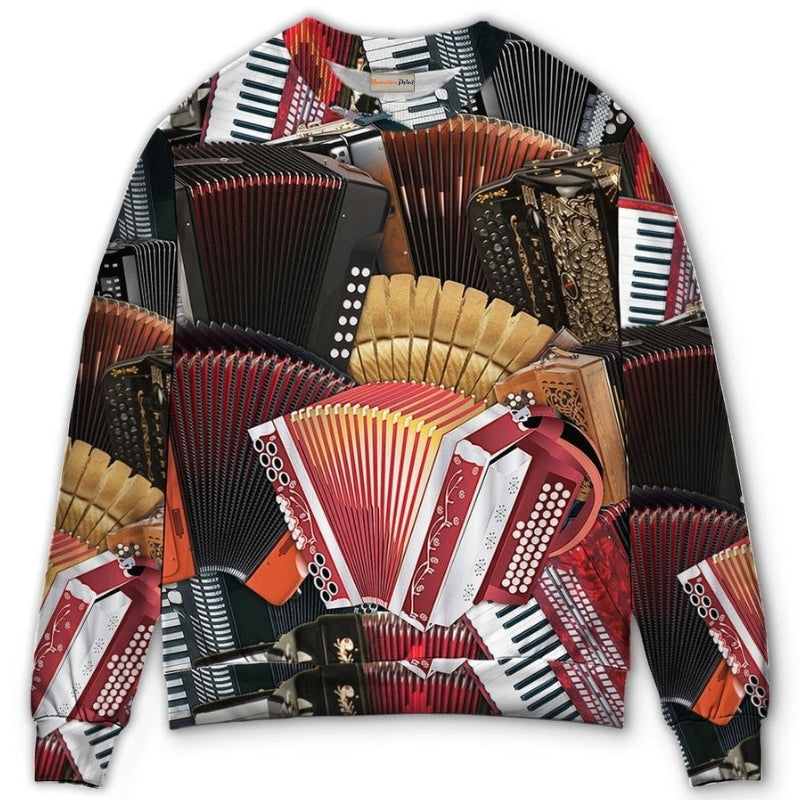 Accordion Gentleman Music Sweater For Holidays Parties And Comfortable Everyday Wear