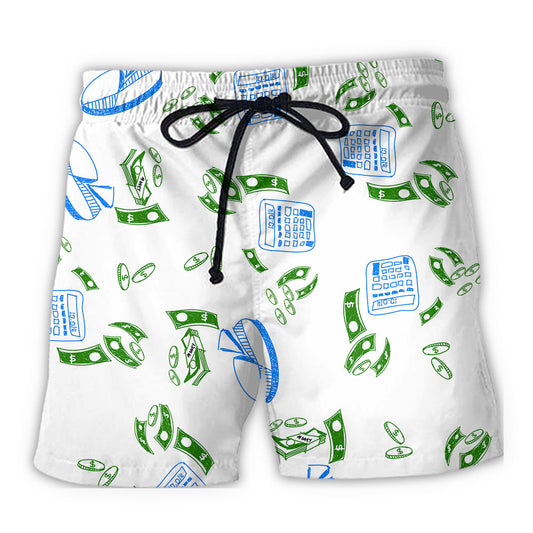 Accountant Money Chart Humor Beach Shorts Design Detail For Coastal Escapes And Daily Wear