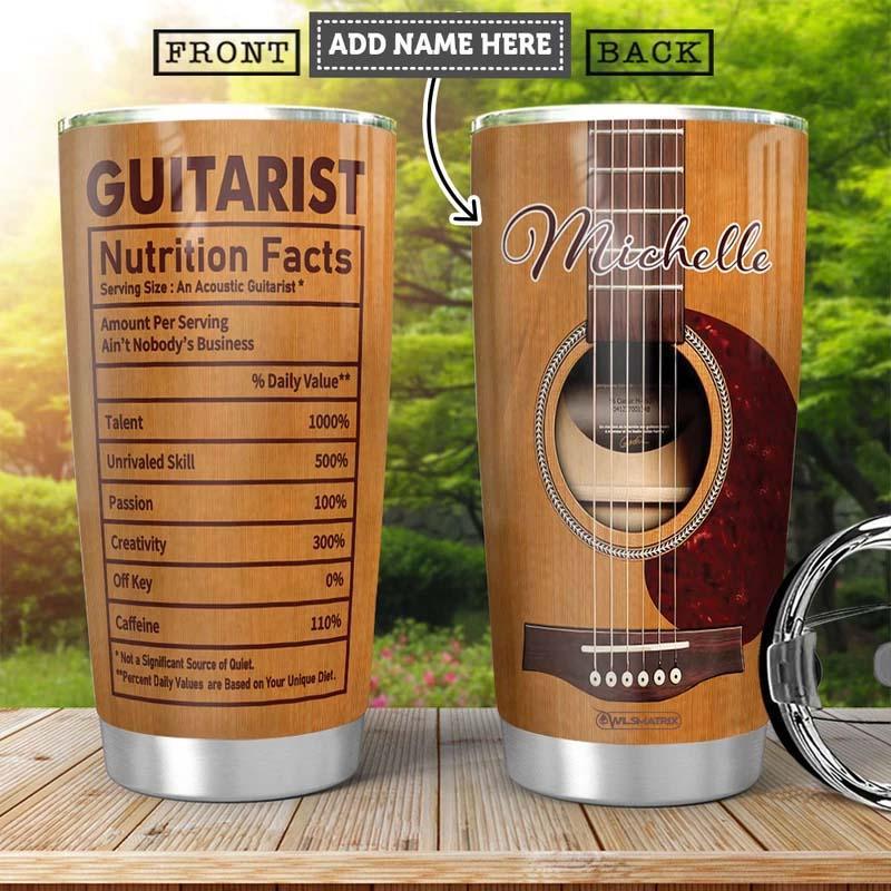 Guitar Acoustic Facts Personalized 20 Oz Tumbler For Coffee Travel And Daily Drinks